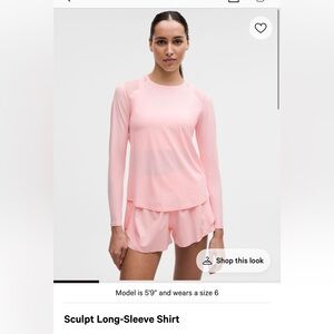 Lululemon Sculpt Long Sleeve Shirt 8 Pink Pearl NWT